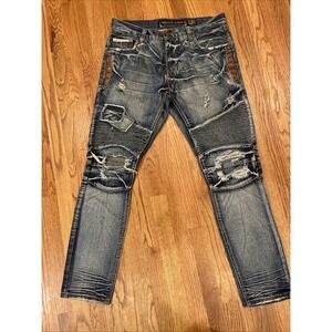 The Heritage of America Men's Jeans Distressed Ripped Patched Grunge 36x33